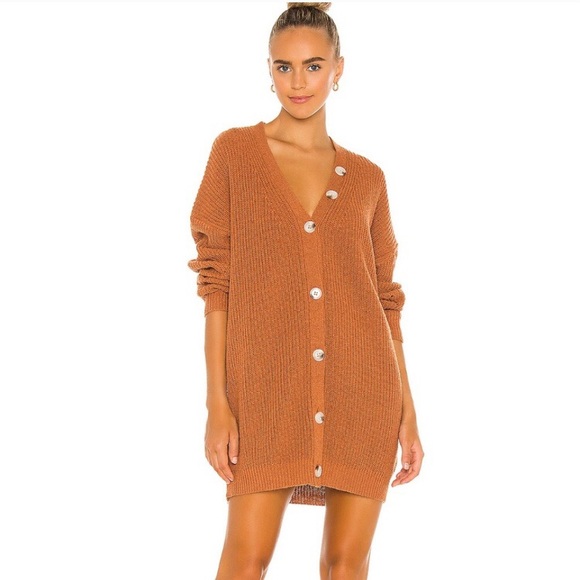 Line & Dot Rust Coloured Cardigan / Minidress - Picture 2 of 6